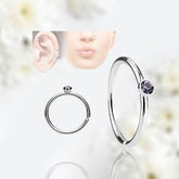20G Single Tanzanite Stone Top Bendable Nose Hoop. Cartilage Hoop. Nose Ring. Nose Piercing. Cartilage Piercing.